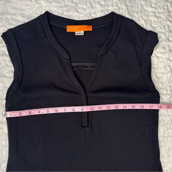 Cynthia Steffe Black Utility Mini Dress Y2K Cap Sleeve Mod Pockets Stretch 10 - Picture 9 of 13